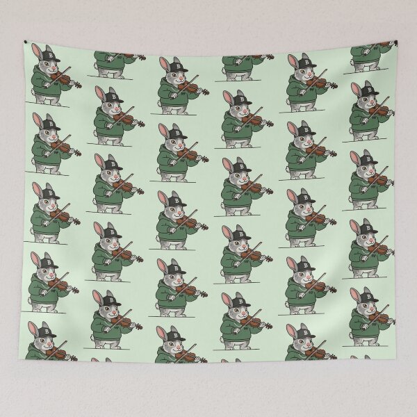 Item preview, Rap Bunny Violin Player – Whimsical Urban Music Design designed and sold by Dogandesighn.