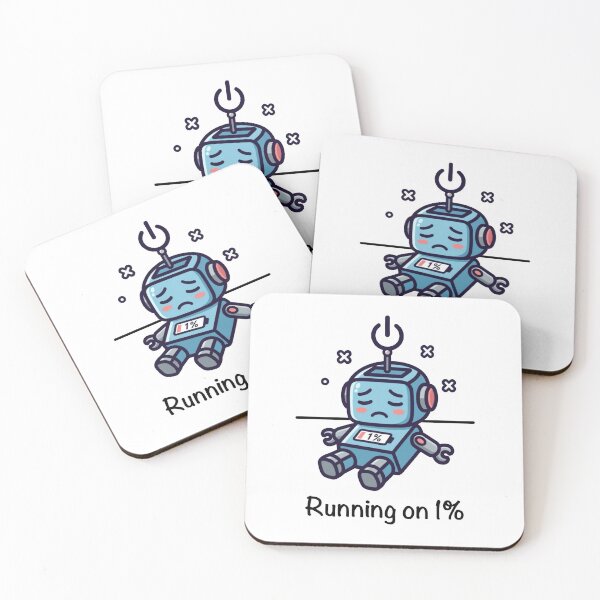 Item preview, tired robot designed and sold by doodlesandsip.