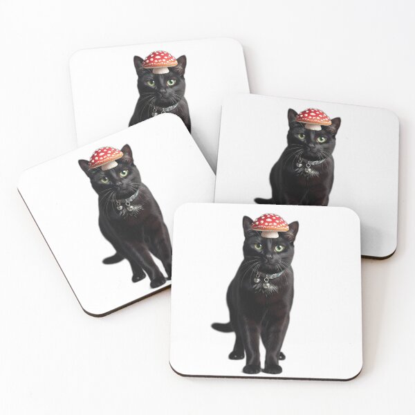 Item preview, Gothic Black Cat in Mushroom Hat designed and sold by pumsquare.