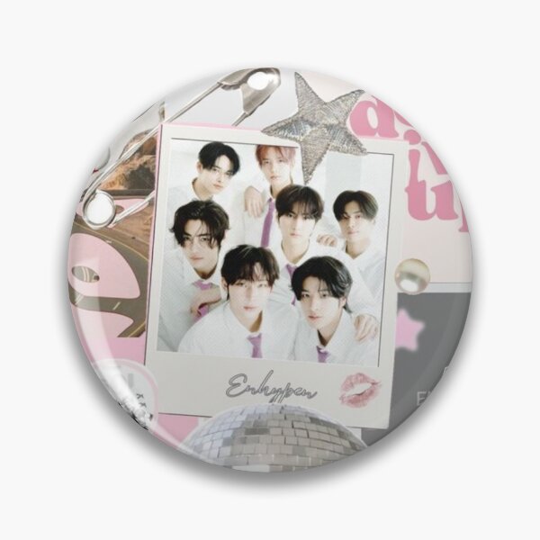 Item preview, ENHYPEN Aesthetic Pink Collage | K-Pop Pastel Scrapbook Design designed and sold by KryaArts27.
