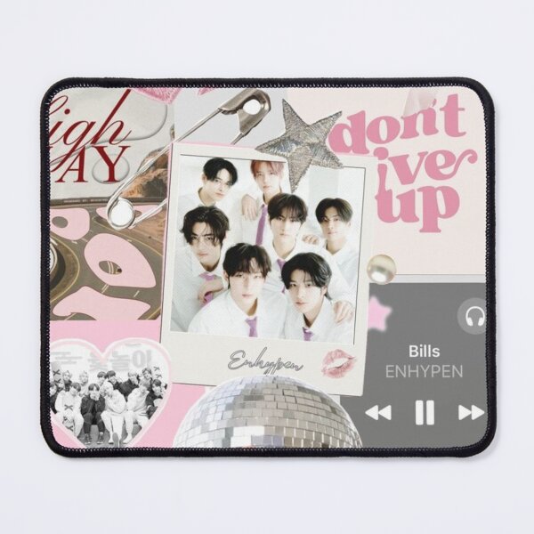 Item preview, ENHYPEN Aesthetic Pink Collage | K-Pop Pastel Scrapbook Design designed and sold by KryaArts27.