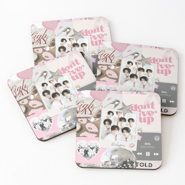 Item preview, ENHYPEN Aesthetic Pink Collage | K-Pop Pastel Scrapbook Design designed and sold by KryaArts27.