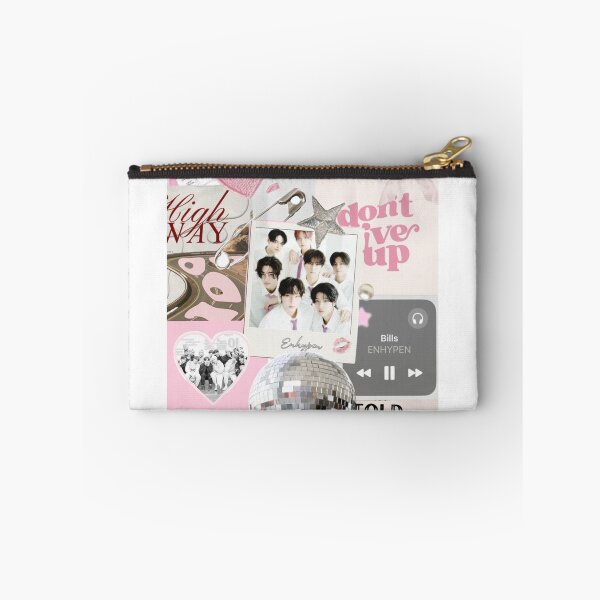 Item preview, ENHYPEN Aesthetic Pink Collage | K-Pop Pastel Scrapbook Design designed and sold by KryaArts27.