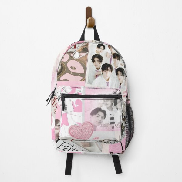 Item preview, ENHYPEN Aesthetic Pink Collage | K-Pop Pastel Scrapbook Design designed and sold by KryaArts27.