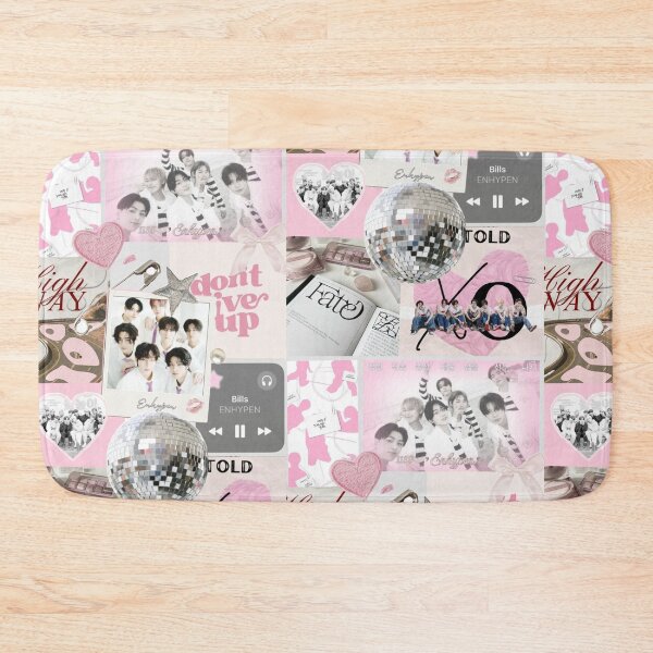 Item preview, ENHYPEN Aesthetic Pink Collage | K-Pop Pastel Scrapbook Design designed and sold by KryaArts27.