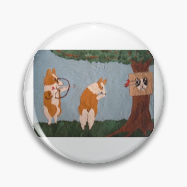 Item preview, Corgi aiming at cat face target designed and sold by Squirreldumplings.