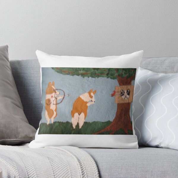 Item preview, Corgi aiming at cat face target designed and sold by Squirreldumplings.