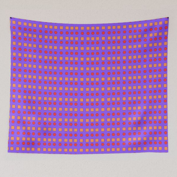 Item preview, Red Hexagon and Orange Rounded Squares on Purple background pattern designed and sold by fev-rocks.