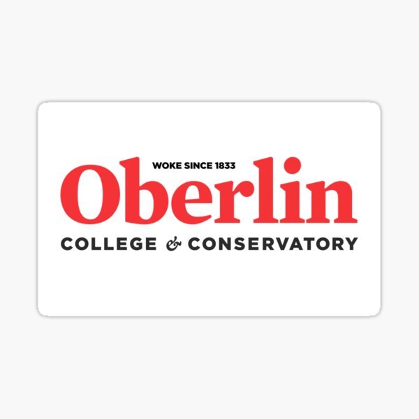 Oberlin College - red on white - woke since 1833 Sticker