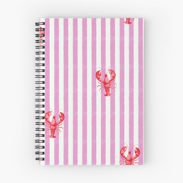 Item preview, red lobster illustration  in  pink striped background designed and sold by MarcelaIkegami.