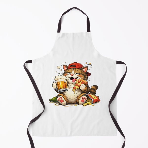 Item preview, Funny Beer & Pizza Cat Cartoon – Lazy Party Cat Illustration designed and sold by BShop20 – Cute Funny Tees & Gifts.