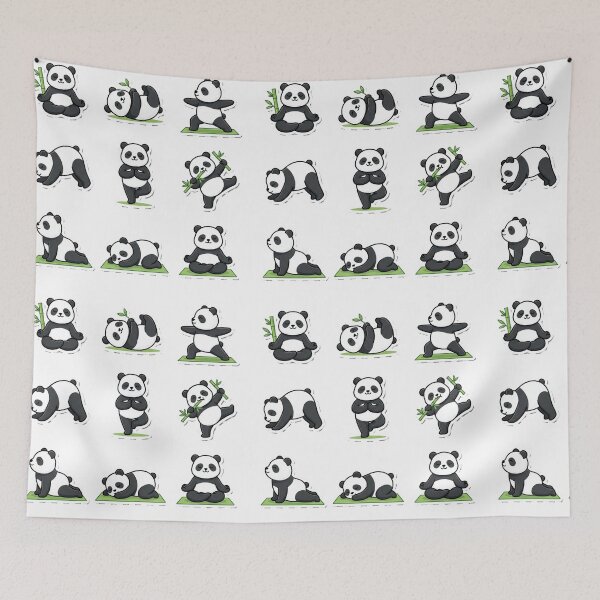 Item preview, Panda Yoga Sticker Pack - 9 Cute Zen Poses  designed and sold by YNAMREG.