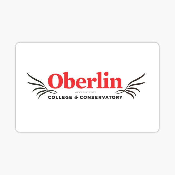 Oberlin College - red with wings - woke since 1833 Sticker
