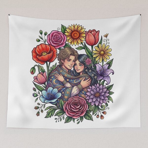 Item preview, A couple with flowers. designed and sold by PP&RAINBOW SHOP.