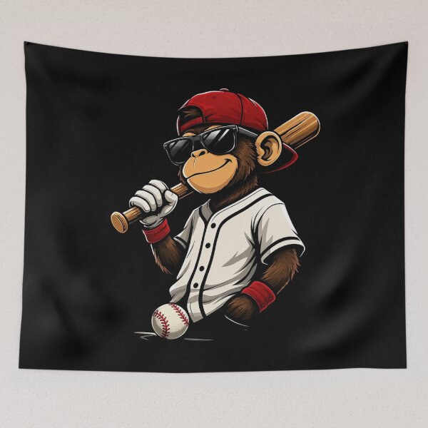 Item preview, Cool Cartoon Monkey Baseball Player Illustration for Kids and Girls and Men designed and sold by bilal sibgui.