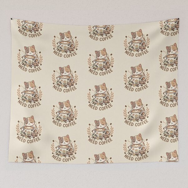 Item preview, Need Coffee - Sleepy Cat Hugging Mug Cozy Morning Sticker designed and sold by WowDezign.