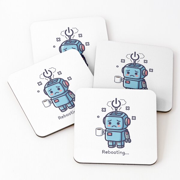 Item preview, tired robot designed and sold by doodlesandsip.