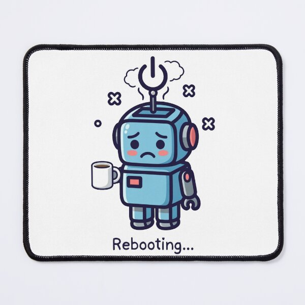Item preview, tired robot designed and sold by doodlesandsip.