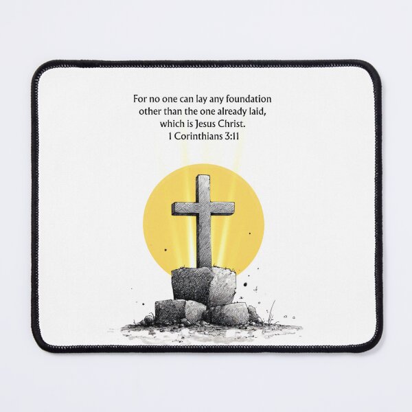 Item preview, 1 Corinthians 3:11 Bible Verse Print – Inspirational Christian Scripture Art – Foundation in Christ designed and sold by QuietBibleLines.