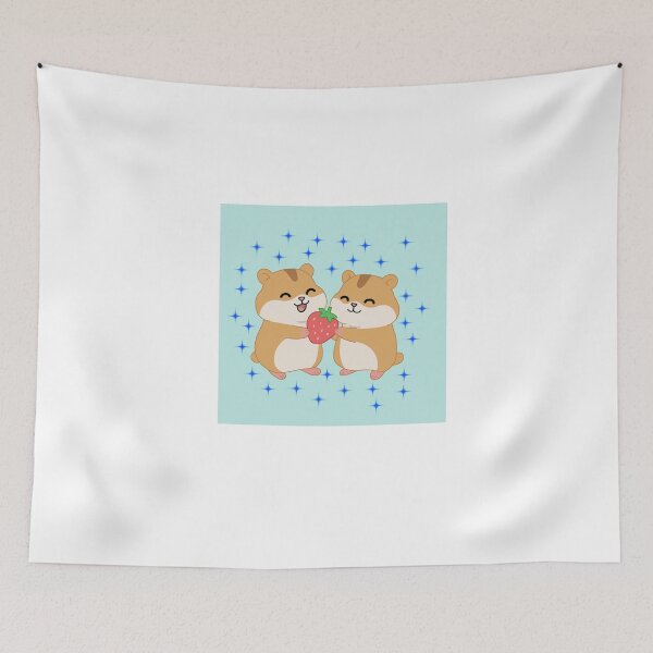 Item preview, Kawaii Hamster Sharing Strawberry- Cute Best Friends Hamster Sticker designed and sold by pn_terest.
