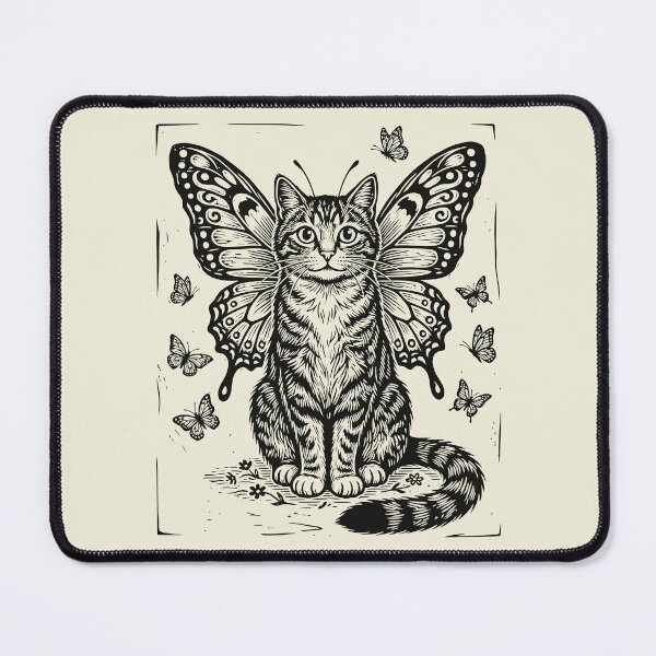 Item preview, Butterfly Cat Lino Style Vintage Feline Fairycore designed and sold by Y-Vibes.