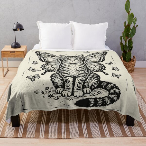 Item preview, Butterfly Cat Lino Style Vintage Feline Fairycore designed and sold by Y-Vibes.