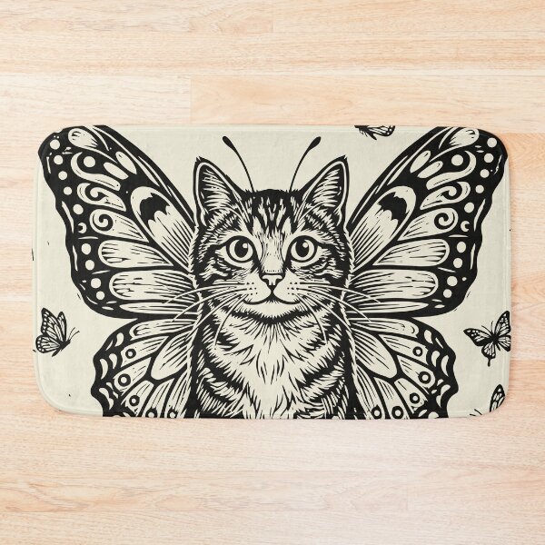 Item preview, Butterfly Cat Lino Style Vintage Feline Fairycore designed and sold by Y-Vibes.