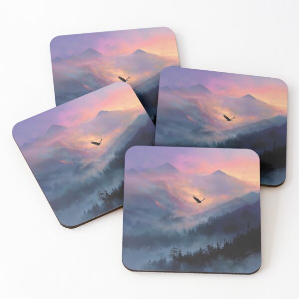 Item preview, A Bald Eagle soaring above misty mountains at sunrise, Birds in Motion designed and sold by CDC40.