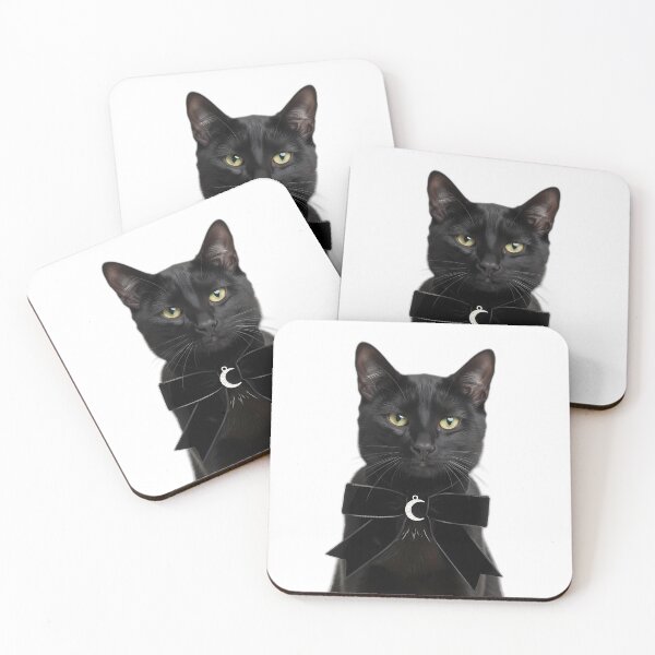 Item preview, Black Cat with Crescent Ribbon designed and sold by pumsquare.