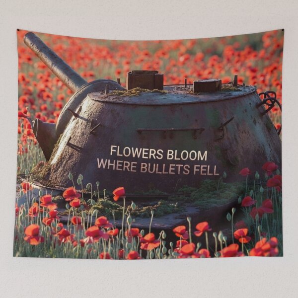 Item preview, Flowers Bloom Where Bullets Fell - Peace Poppy Art designed and sold by MakarenaCreate.