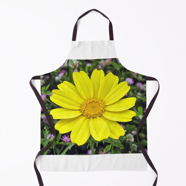 Item preview, Bright Yellow Daisy Bloom Close-Up With Green Foliage And Purple Wildflowers Background designed and sold by Nmallia.