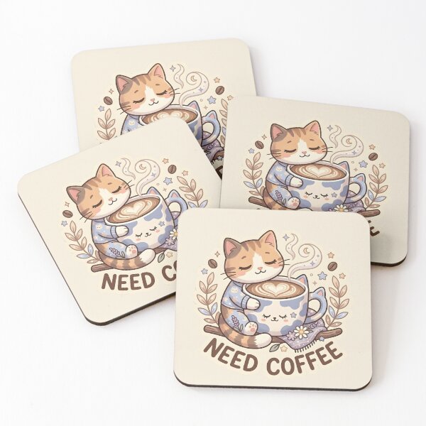 Item preview, Need Coffee - Sleepy Cat Hugging Mug Cozy Morning Sticker designed and sold by WowDezign.