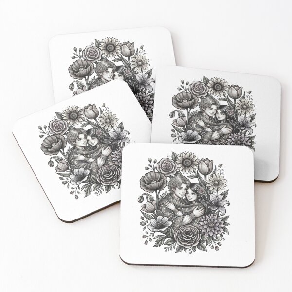 Item preview, Flowers and a young man and woman. designed and sold by PP&RAINBOW SHOP.