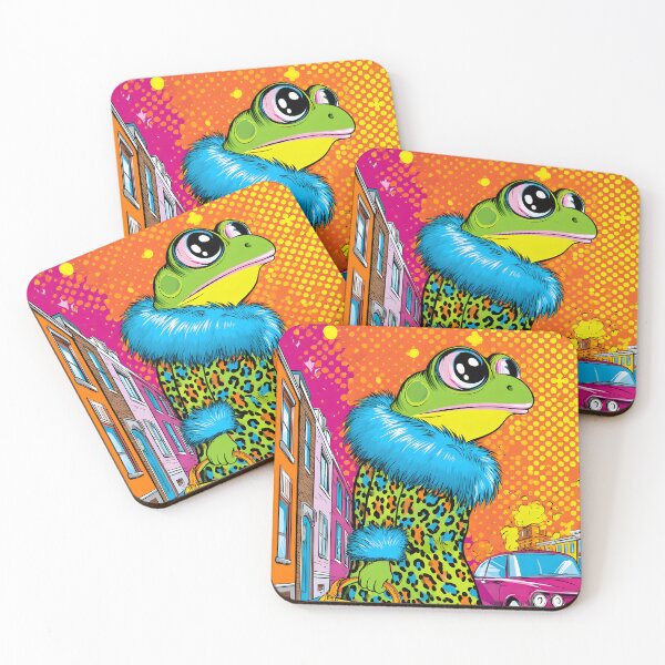 Item preview, Frog in a Leopard Coat with Fashion Accessories designed and sold by Artessie.