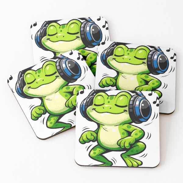 Item preview, A joyful frog character listening to music with oversized headphones. The playful expression and simple design make it perfect for modern sticker and t-shirt graphics. designed and sold by Dejbar.