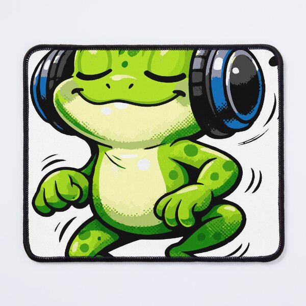 Item preview, A joyful frog character listening to music with oversized headphones. The playful expression and simple design make it perfect for modern sticker and t-shirt graphics. designed and sold by Dejbar.