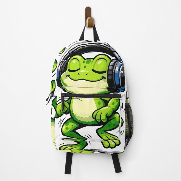 Item preview, A joyful frog character listening to music with oversized headphones. The playful expression and simple design make it perfect for modern sticker and t-shirt graphics. designed and sold by Dejbar.