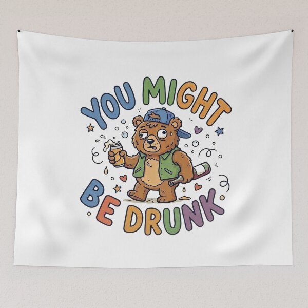 Item preview, Funny Tipsy Bear - You Might Be Drunk - Cartoon Party Graphic designed and sold by Wear Sculpt.