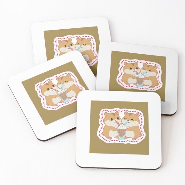 Item preview, Kawaii Hamster Milkshake Date- Cute Hamster Couple Love Sticker designed and sold by pn_terest.