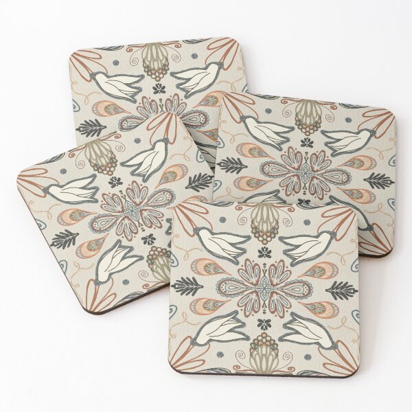 Item preview, Symmetrical Folk Art Birds Floral Mandala designed and sold by Seamlessly Buffalo.