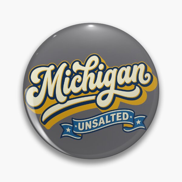 Item preview, Michigan Great Lakes Unsalted Retro Vintage Script Art designed and sold by Cozy-Old-Pub.