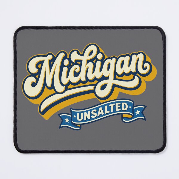 Item preview, Michigan Great Lakes Unsalted Retro Vintage Script Art designed and sold by Cozy-Old-Pub.