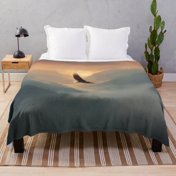 Item preview, A Bald Eagle soaring above misty mountains at sunrise, Birds in Motion designed and sold by CDC40.