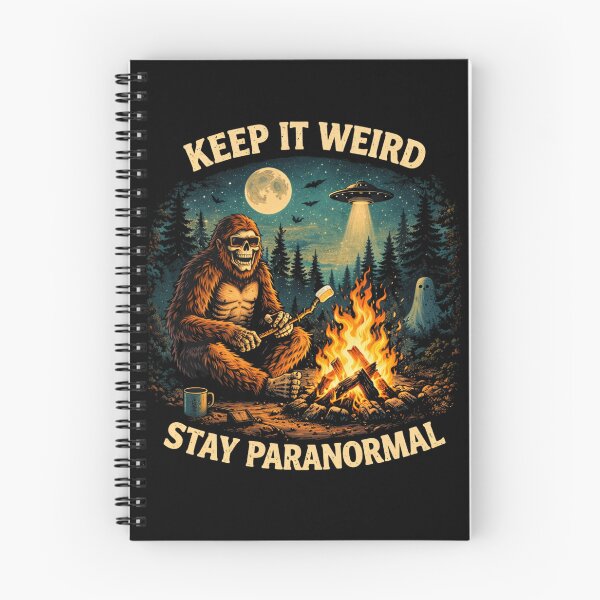 Item preview, Keep It Weird Stay Paranormal – Funny Bigfoot Skeleton UFO Retro Camping Shirt designed and sold by HubCreates.
