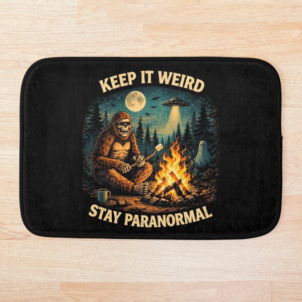 Item preview, Keep It Weird Stay Paranormal – Funny Bigfoot Skeleton UFO Retro Camping Shirt designed and sold by HubCreates.