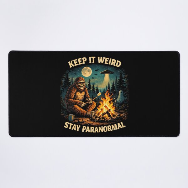 Item preview, Keep It Weird Stay Paranormal – Funny Bigfoot Skeleton UFO Retro Camping Shirt designed and sold by HubCreates.