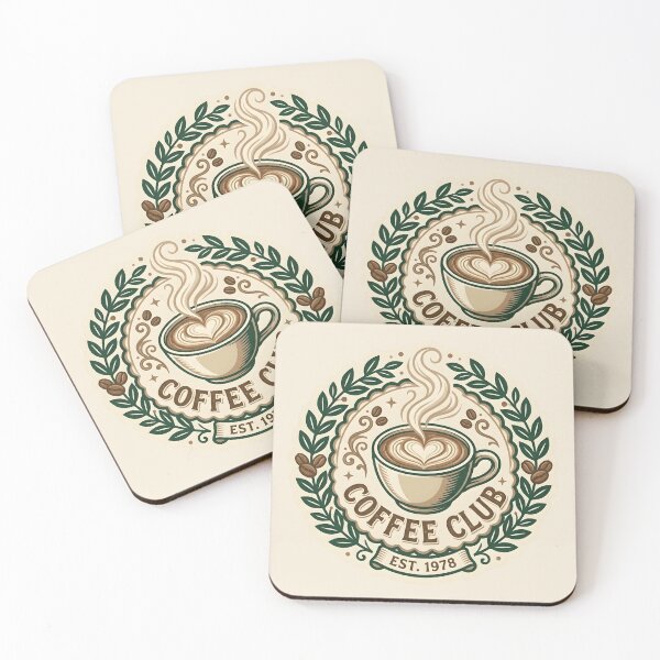 Item preview, Coffee Club - Vintage Cafe Badge Latte Art Design designed and sold by WowDezign.