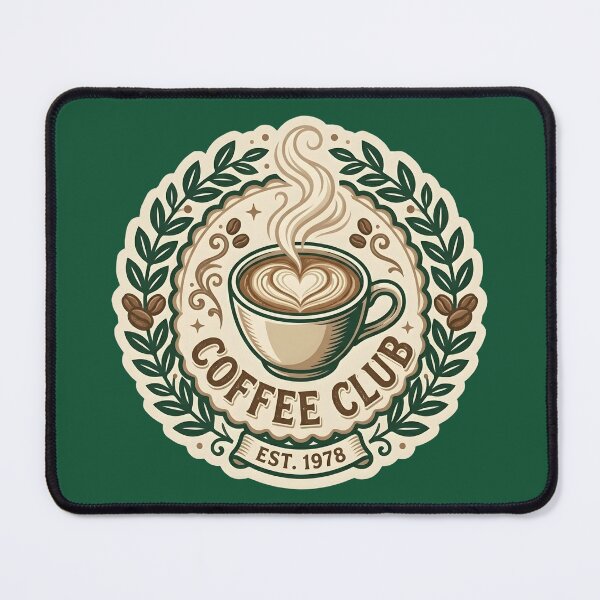 Item preview, Coffee Club - Vintage Cafe Badge Latte Art Design designed and sold by WowDezign.