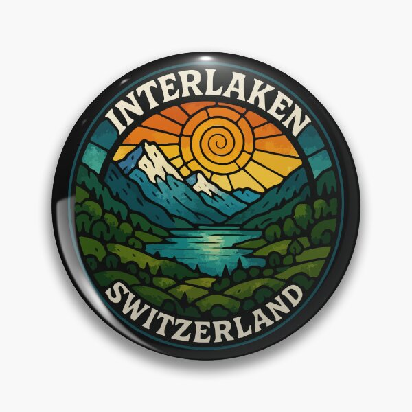 Item preview, Interlaken Switzerland Stained Glass Travel designed and sold by TomFrontierArt.
