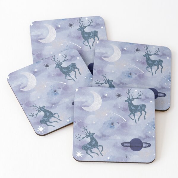 Item preview, Mystical Celestial Stags in Watercolor Galaxy designed and sold by Seamlessly Buffalo.